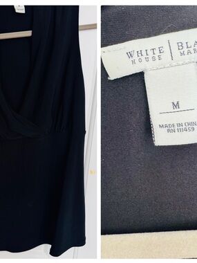 White House Black Market Black V-Neck Draped Tank Dress